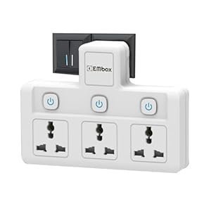 MOS EMBOX Multi Plug Socket with Individual Switch-Cordless Extension Board with 3 Universal Sockets-Multiplug -1500W