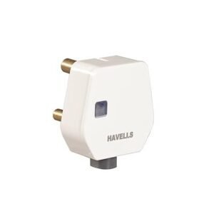 Havells Polycarbonate 16A 3 Pin Flat Plug Top with Indicator Constituting Heavy Brass Parts and Longer Durability,Elegent Design with Glossy Finish (Pack of 28)