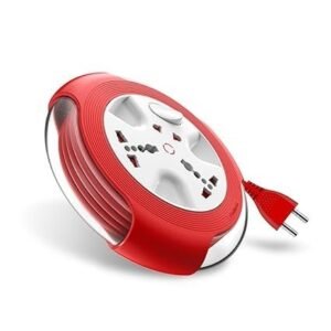 mos Goldmedal Krysta 2 Pin Extension Cord (White and Red) – Pack of 1, Master Switch with Indicator, Heavy-Duty 5-meter Cable, International Sockets & 2-Pin Socket, Ultra-Smooth Rotation for Home & Office