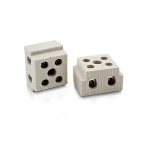 GLOBOMOTIVE 2 Way Porcelain Ceramics Terminal Blocks- 15 A 230 V High Temperature Connectors for Electric Wire Cable, Pack of 6