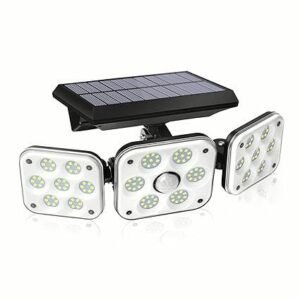 WIDEWINGS Outdoor Solar Light, Solar Light with Motion Sensor Ip65 Waterproof 138 Led Outdoor Solar Floodlight 3 Heads for Garden (1 Pack)