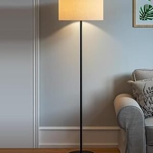 DEZIN KRAFT Metal Floor Lamp Standing Modern Black 4Ft Height With Lampshade 12 Inches Pack Of 1 (Beigeled)