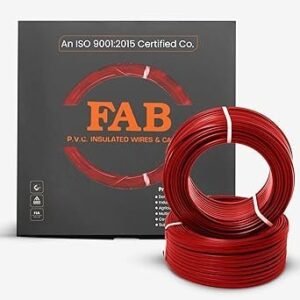 FAB P.V.C INSULATED WIRES & CABLES | 1.0mm | 90m | FR PVC Insulated CCA Copper Wire | Single Core Multi-Strand House Wiring Cable | Gauge (10 No.) | Red