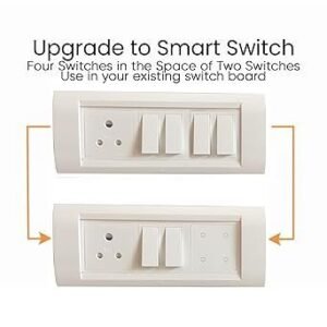 CONBRE SW4 Wi-Fi Smart Modular 4 Gang Touch Switch for Home automation, Energy Monitoring, remote control | Suitable for fan, light & 10A socket | Works with Alexa, google Assistance & Siri (White)