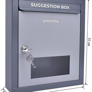 Plantex All in one Multipurpose use Box- Letter Box/Post Box for Gate Home and Office/Suggestion Box for Office use/Complaint/Donation Box with Lock Table Top or Wall Mount Pack of 1 - (Grey)