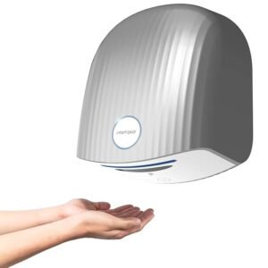 interhasa! Air Wiper Electric Hand Dryer Automatic Sensor Hot Cold Air ABS Wall Mount 220V 1200W Commercial Use Silver