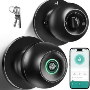 NexusLab Smart Fingerprint Door Lock, 0.5s Fast Fingerprint Scan, APP Remote Control, 3-in-1 Entry(Fingerprint/Key/App), for Home、Bedrooms、Office、Apartment、Garage(Matte Black)